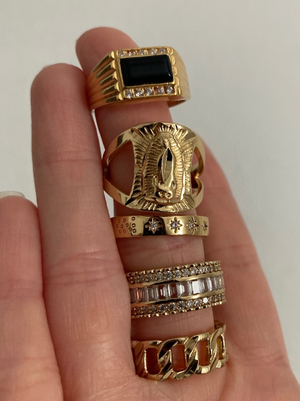 CHILD OF WILD SZ8 Ring SET Gold Stackable layering cocktail Rings Gold Set New